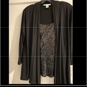 Effortlessly chic: built-in sequin tank/cardigan